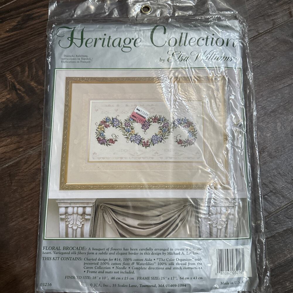 Counted Cross Stitch Kit Floral Brocade Elsa Williams Heritage Collection New